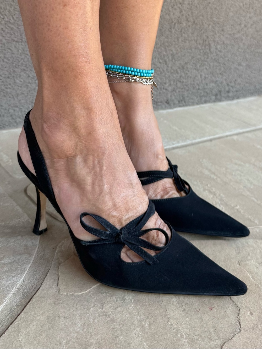 Manolo Blahnik Slingback Heels with Bow